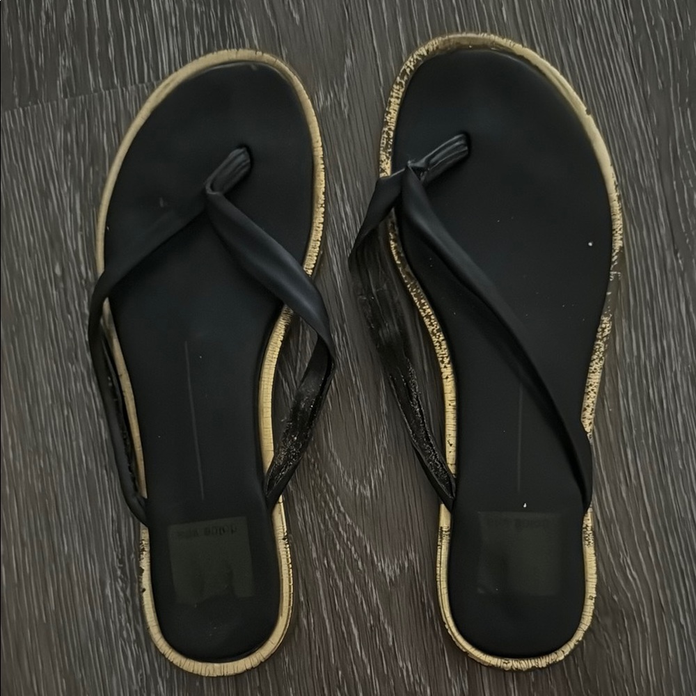 Dolce Vita Black and Gold Sandals with Minimalist Design